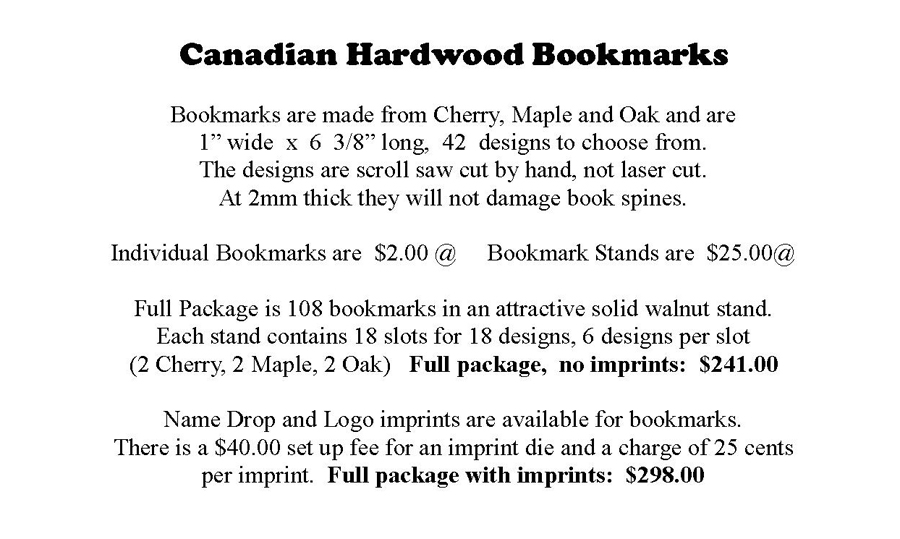 Canadian Hardwood Bookmark Prices