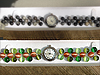 Top: 6mm Silver Leaf Jasper beaded Bracelet Watch  $60.00 Bottom: 8mm olive, light,  plus bright green & copper Cats' Eye beaded Bracelet Watch $60.00